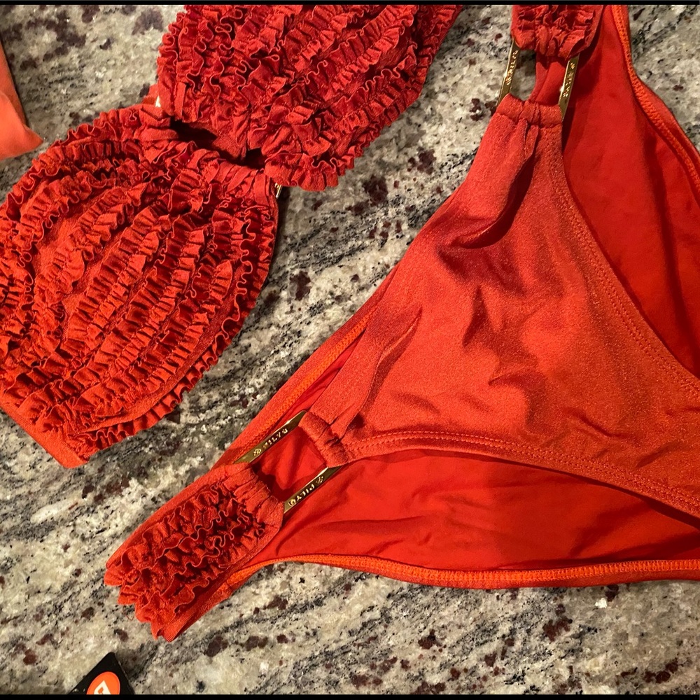 PILYQ designer bandeau bikini copper size medium